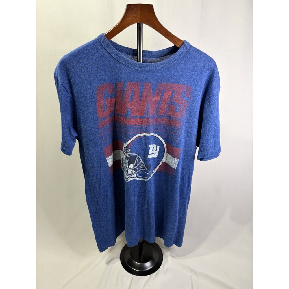 NY Giants Football Vintage Navy Blue Short Sleeve Cotton Blend T-Shirt Men's XL